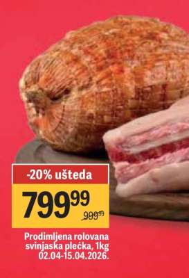 Prodimljena rolovana svinjska plečka , 1kg