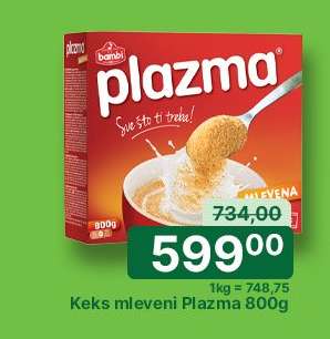 Keks mleveni Plazma 800g
