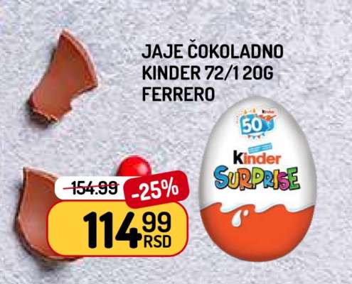 Jaje čokoladno Kinder 72/1 20g Ferrero