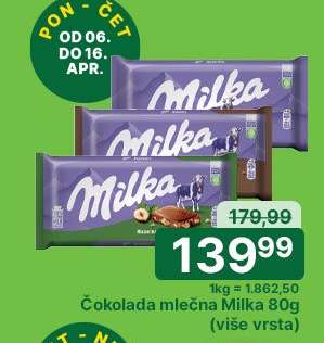 Čokolada mlečna Milka 80g