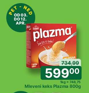 Mleveni keks Plazma 800g