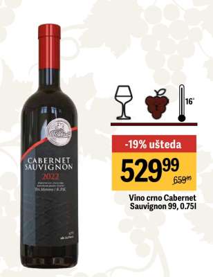 Vino crno Cabernet Sauvignon 99, 0,75l