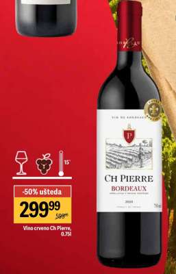 Vino crveno Ch Pierre, 0.75l