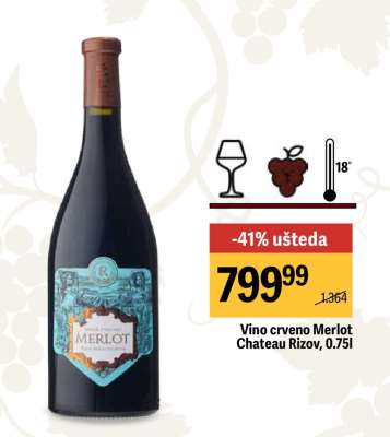 Vino crveno Merlot Chateau Rizov, 0.75l