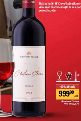 Vino crveno Chateau Prince Shiraz, 0.75l