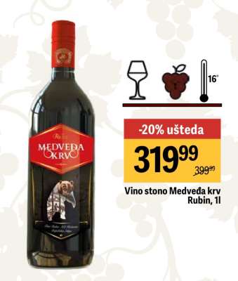 Vino stono Medveda krv Rubin 1l