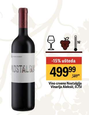 Vino crveno Nostalgija Vinarija Aleksić 0.75l