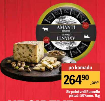 Sir polutvrdi Ruscello pistaći 50%mm, 1kg