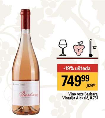 Vino roze Barbara Vinarija Aleksić, 0,75l