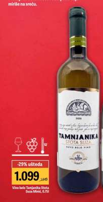 Vino belo Tamjanika Stota Suza Minič 0.75l