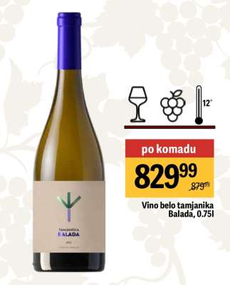 Vino belo tamjanika Balada, 0.75l