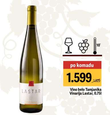 Vino belo Tamjanika Vinarija Lastar, 0.75l