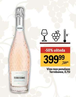 Vino roze penušavo Terrebonne, 0,75l