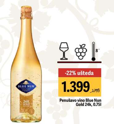 Penušavo vino Blue Nun Gold 24k, 0.75l