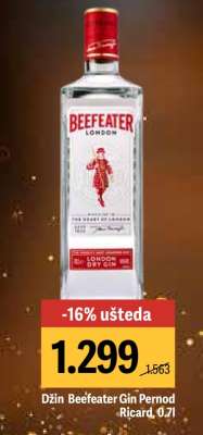 Džin Beefeater Gin Pernod Ricard, 0,7l
