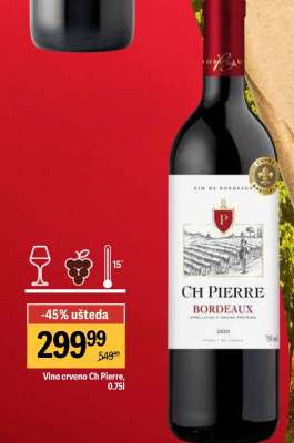 Vino crveno Ch Pierre, 0.75l