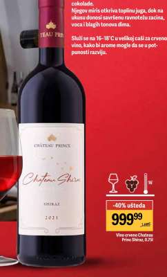 Vino crveno Chateau Prince Shiraz, 0.75l