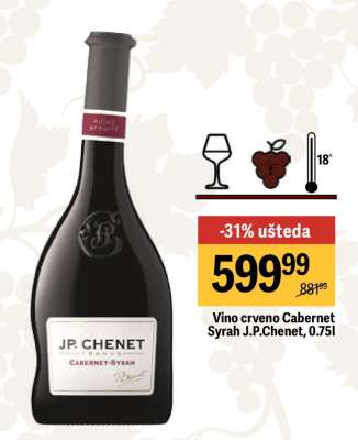 Vino crveno Cabernet Syrah J.P.Chenet, 0.75l