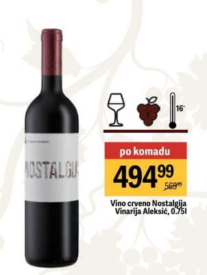 Vino crveno Nostalgija Vinarija Aleksić 0.75l