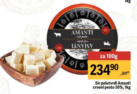 Sir polutvrdi Amanti crveni pesto 50%