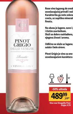 Vino rose Vinogallia Pinot Grigio, 0.75l