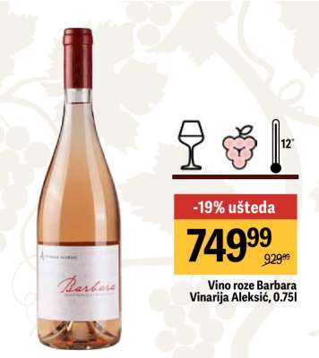 Vino roze Barbara Vinarija Aleksić, 0,75l