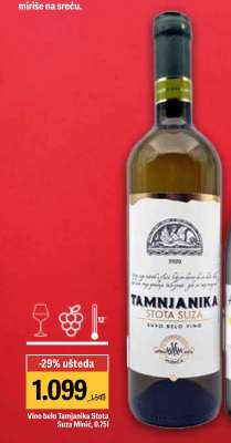 Vino belo Tamjanika Stota Suza Minič 0.75l