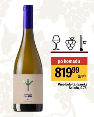 Vino belo tamjanika Balada, 0.75l