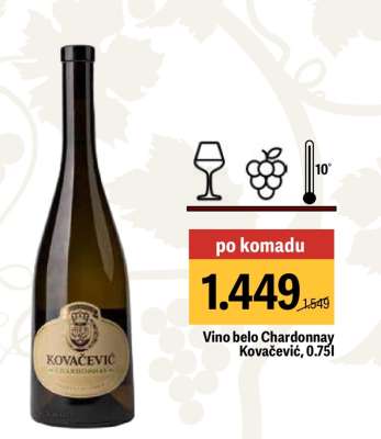 Vino belo Chardonnay Kovačević 0.75l