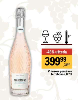 Vino roze penušavo Terrebonne, 0,75l