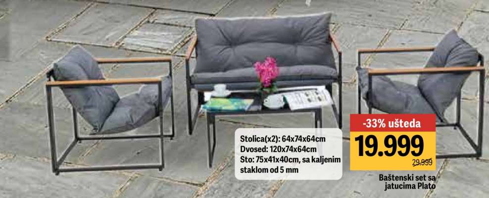 Baštenski set sa jastucima Plato