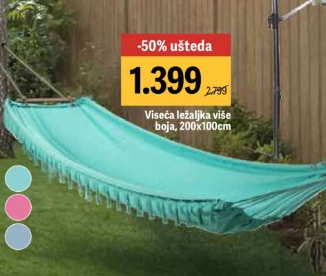 Viseća ležaljka više boja, 200x100cm