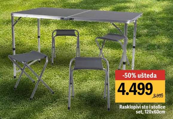 Rasklopivi sto i stolice set, 120x60cm
