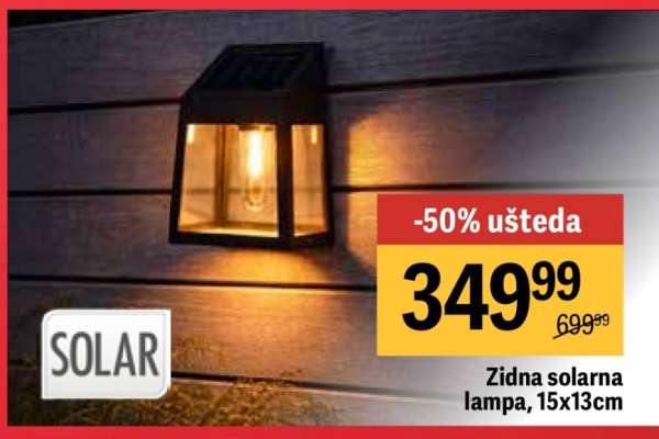 Zidna solarna lampa, 15x13cm