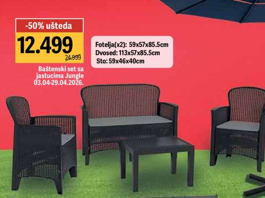 Baštenski set sa jastucima Jungle