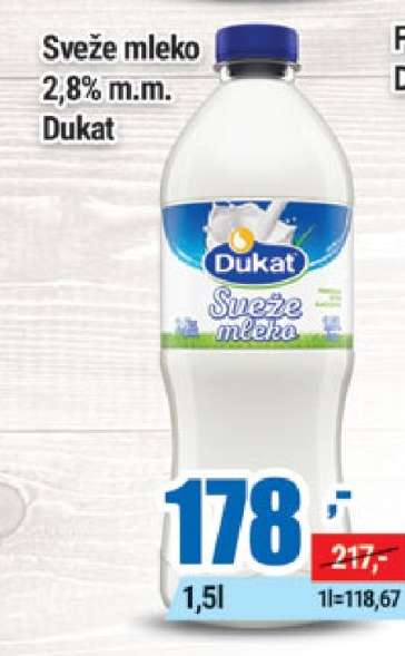 SVEŽE MLEKO 2.8 % m.m. Dukat