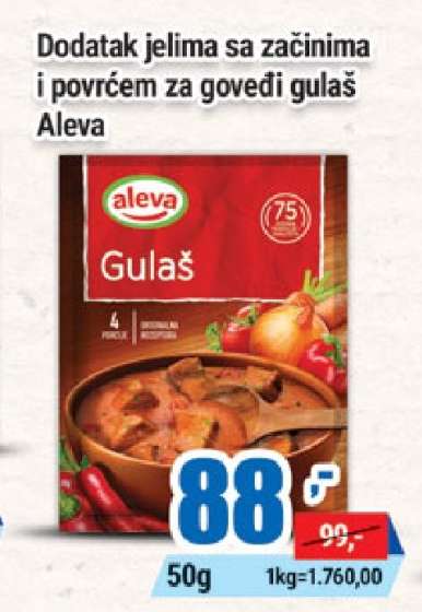 Dodatak jelima sa začinima i povrćem za goveđi gulaš Aleva