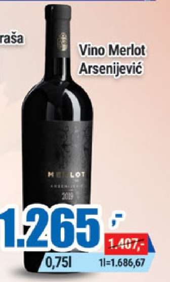 Vino Merlot Arsenijević