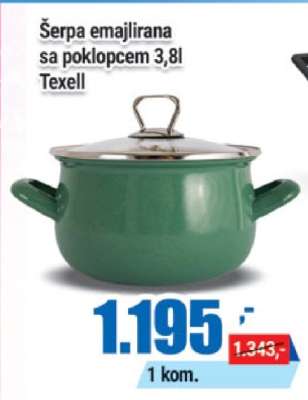 Šerpa emajlirana sa poklopcem 3,8l Texell