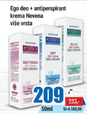 Ego deo + antiperspirant krema Nevena