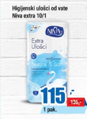 Higijenski ulošci od vate Niva extra 10/1