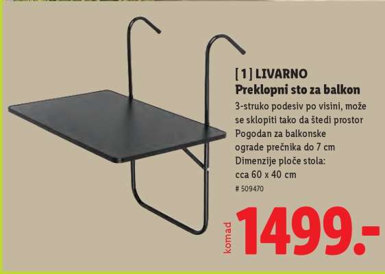 LIVARNO Preklopni sto za balkon