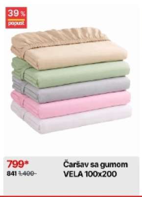 Čaršav sa gumom VELA 100x200