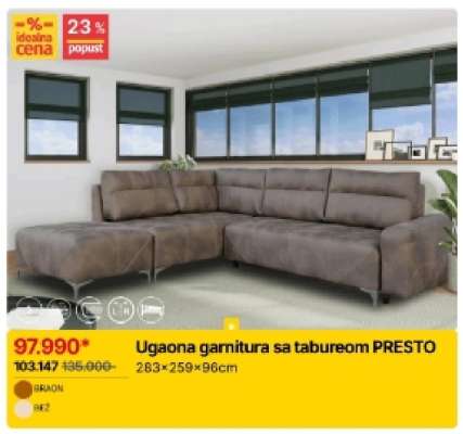 Ugaona garnitura sa tabureom PRESTO