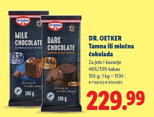 Dr. Oetker Tamna ili mlečna čokolada