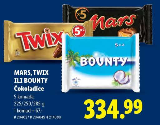 MARS, TWIX ILI BOUNTY