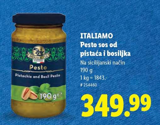 Italiamo Pesto sos od pistaća i bosiljka