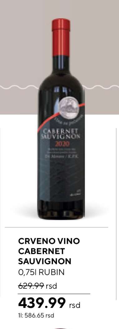 CRVENO VINO CABERNET SAUVIGNON 0,75l RUBIN