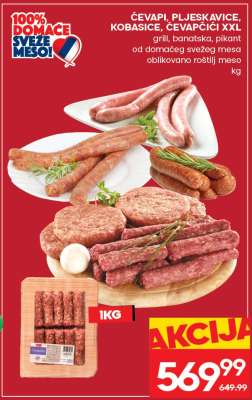 ĆEVAPI, PLJESKAVICE, KOBASICE, ĆEVAPČIĆI XXL