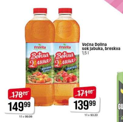 Voćna dolina sok jabuka, breskva